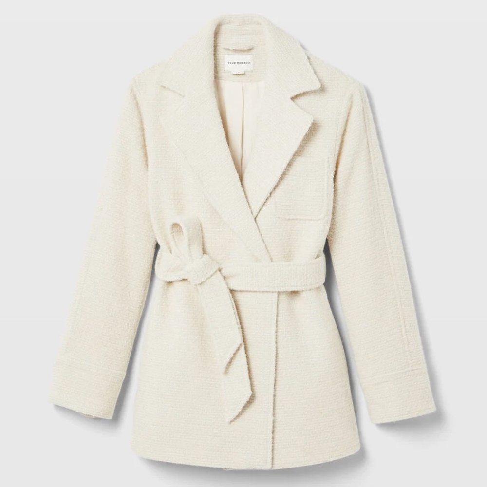 Bouclé Belted Double Breasted Jacket - New With Tags - NEVER WORN - Cream - Picture 5 of 5